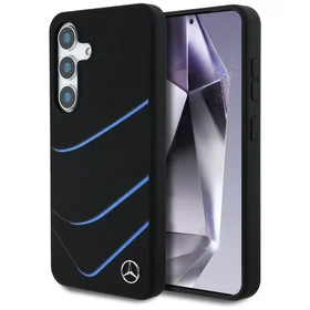 Mercedes Silikona Kontrasts izliekumi Magnētiskais apvalks Samsung Galaxy S25 - melns