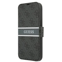 Guess GUBKP13S4GDGR iPhone 13 mini 5.4" pelēks/pelēks grāmatas tipa apvalks 4G Stripe