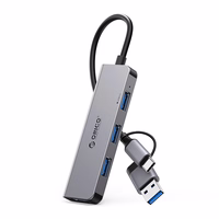 Orico YSA5-U3 USB-A/USB-C Hub dokstacija 3x USB-A 2.0 + 1x USB-A 3.0 - pelēka