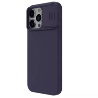 Nillkin CamShield zīdains silikona apvalks iPhone 15 Pro Max tumši violetā