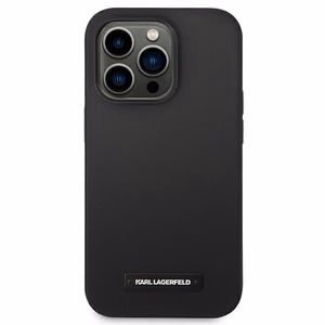 Karl Lagerfeld KLHMP14LSLMP1K iPhone 14 Pro 6,1" cietais apvalks melns / melns Silikona Plāksnīte Magsafe