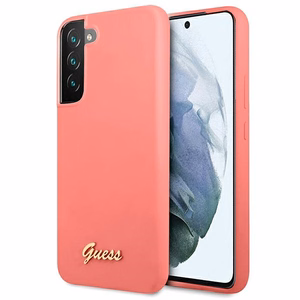 Guess GUHCS22MLSLMGFU S22+ S906 фуксия/фуксия жёсткий чехол Silicone Script Metal Logo