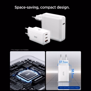 Spigen Essential EE673EU 3 portu 67 W sienas lādētājs - balts