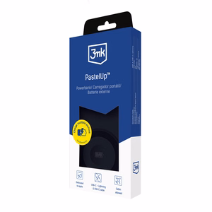 3mk PastelUp 10000mAh 22.5W USB 1A1C Bezvadu Portatīvais lādētājs (m) - melns