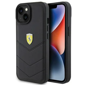 Ferrari dygsnots metāla logotipa apvalks iPhone 15 – melns