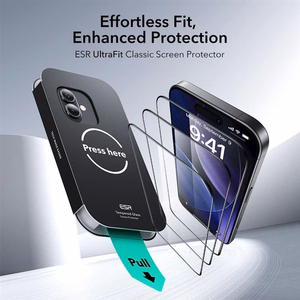 ESR UltraFit aizsargstiklu komplekts 2 gab. iPhone 16 Pro / 17 – caurspīdīgs