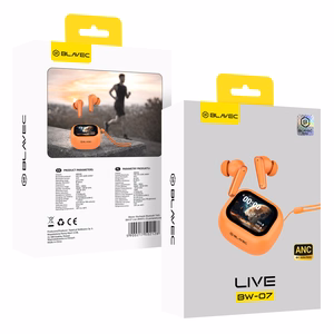 Blavec Bluetooth TWS Austiņas BW-07 Live ar LCD displeju (BW07L-O) oranžas
