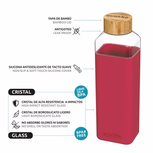 Quokka Storm stikla ūdens pudele, 700 ml, bordo