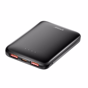 BWOO portatīvais lādētājs P72 QC 22.5W PD 20W 5000 mAh ar 2 x USB-A un 1 x USB-C pieslēgvietām, melns