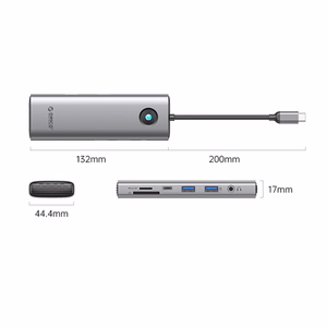 Orico PW11 9in1 USB-C Docking Station 2x USB-A 3.0 1x USB-C 3.0 1x USB-C PD 100 1x HDMI 4K 60Hz 1x microSD/SD 1x RJ45 2.5G Ethernet 1x Audio 3.5 mm - Gray