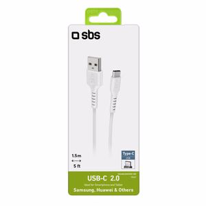 SBS TECABLEMICROC15W USB-A - USB-C kabelis 1,5 m - balts