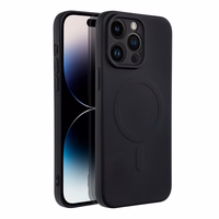 Silikona magnētiskais viedtālruņa apvalks, savietojams ar MagSafe, iPhone 14 Pro Max, melna