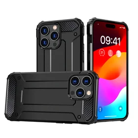 iPhone 15 Pro Hybrid Armor viedtālruņa apvalks - melns