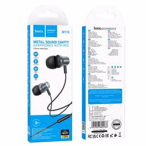 HOCO vadu austiņas Jack 3,5 mm ar mikrofonu M110 metāla pelēkas