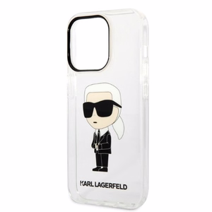Karl Lagerfeld Ikonik Karl viedtālruņa apvalks iPhone 14 Pro Max - caurspīdīgs