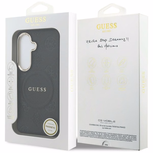 Guess Saffiano Peony Embossed Ring MagSafe maciņš Samsung Galaxy S26+ melns