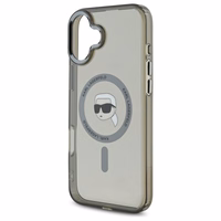 Karl Lagerfeld IML Metal Karl Head Magnētiskais iPhone 16 Plus viedtālruņa apvalks - melns