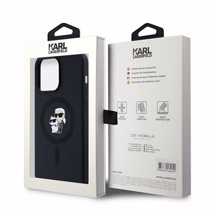 Karl Lagerfeld Silikona Karl&Choupette Ring MagSafe viedtālruņa apvalks iPhone 15 Pro Max - melns