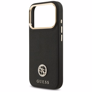 Guess Graudains Strass Logotips Magnētiskais viedtālruņa apvalks iPhone 17 Pro - melns