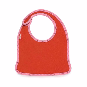 BUILT Mess Mate neoprene toddler bibs, set of 2, Baby Pink Stripe