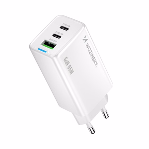 Wozinsky GaN 65W Зарядное устройство USB-A 2xUSB-C с Кабелем USB-C 65W - белый