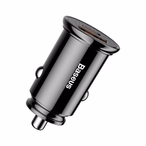 Baseus Circular Plastic QC 3.0 PD automašīnas lādētājs 1x USB-C - USB ports 30W melns