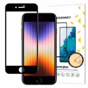 Wozinsky īpaši izturīgs pilnas līmes rūdītais stikls ar rāmi, saderīgs ar apvalku iPhone SE 2022 / SE 2020 / iPhone 8 / iPhone 7, melns