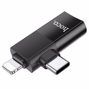 Adapteris OTG 2in1 USB C / Lightning uz USB A Hoco UA17 melns