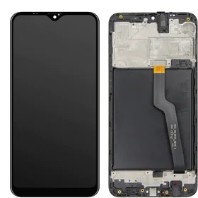 LCD ekrāns Samsung A105 A10 ar skārienekrānu un rāmi Melns ORG