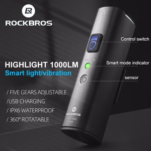 Rockbros V9M-1000 priekšējais velosipēda lukturis, 1000 lm – melns