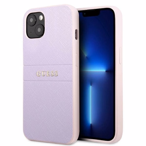 Guess GUHCP13SPSASBPU iPhone 13 mini 5.4 viedtālruņa apvalks, violets, Saffiano ar reljefu un metāla logotipu