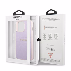 Guess Saffiano Stripe iPhone 13 Pro Max viedtālruņa apvalks – violets