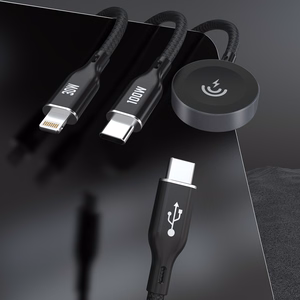 Apple Watch Dudao A12Max+ PD 100W 3in1 uzlādes kabelis: USB-C Lightning 1.2m - melns