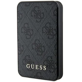 Guess Portatīvais lādētājs 15W GUPB5LP4GEGK 5000mAh melna/melna 4G Ādas Metāla Logotips