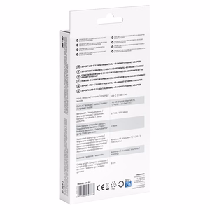 Savio AK-57 USB-C – 3x USB-A centrmezgls ar RJ-45 gigabitu Ethernet adapteri, 5000 Mbit/s, pelēks