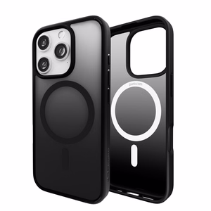 Puro krāsu pārejas MagSafe silikona apvalks iPhone 16 Pro Max viedtālrunim – melnā krāsā