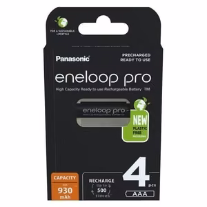 Uzlādējamas baterijas PANASONIC ENELOOP PRO AAA 930 mAh 4 gab. (BK-4HCDE/4CP)