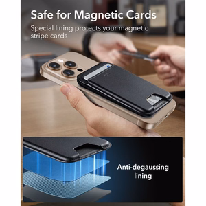 ESR Classic ar RFID aizsardzību MagSafe magnētiskais karšu maciņš tālrunim ar statīvu – melns