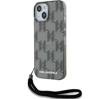 Karl Lagerfeld IML Mono KL Pattern & Cord viedtālruņa apvalks iPhone 15 / 14 / 13 - melns