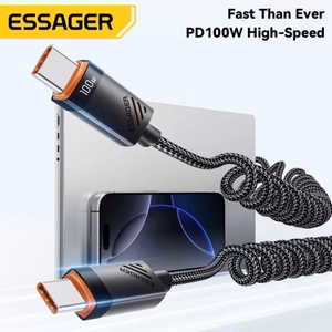 USB Kabelis Essager Chuan melns 60W Type-C / Type-C 180cm