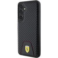 Ferrari Carbon Stitched Bottom viedtālruņa apvalks Samsung Galaxy S24+ - melns