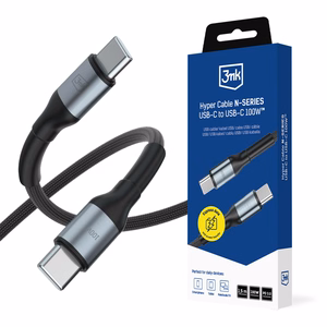 3mk Hyper Cable N-SERIES USB-C / USB-C 1.5m PD 3.0 QC 3.0 20V / 5A 100W - melns