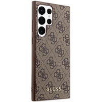 Guess GUHCS23LG4GFBR S23 Ultra S918 brūns/brūns cietais apvalks 4G Metāla Zelta Logotips