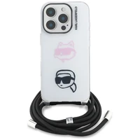 Karl Lagerfeld IML Crossbody Karl&Choupette Head Maciņš for iPhone 16 Pro - balts
