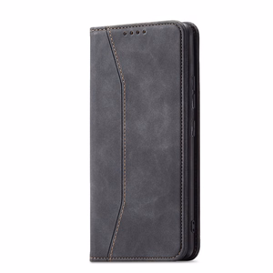 Magnet Fancy viedtālruņa apvalks Samsung Galaxy S22+ (S22 Plus) ar maku un karšu turētāju, melns