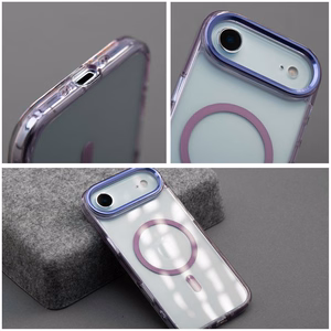 Ar MagSafe saderīgs Frame Clear Hybrid Mag Cover maciņš iPhone 17, violets
