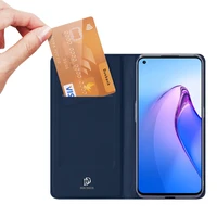 Dux Ducis Skin Pro viedtālruņa apvalks Oppo Reno 8 ar atveramu vāciņu, karšu maciņu un statīvu, zils