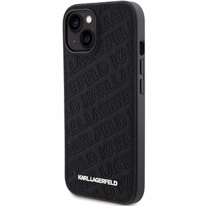 Karl Lagerfeld Kviltēts K Pattern apvalks viedtālrunim iPhone 15 Plus / 14 Plus - melns