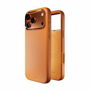 Pure Icon Magnētiskais Pro šķidra silikona viedtālruņa apvalks iPhone 17 Pro, MagSafe saderīgs, ar kameras aizsardzību un alumīnija pogām - oranžs