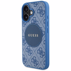 Guess 4G Circle Classic Logo Magnētiskais viedtālruņa apvalks iPhone 16 - zils